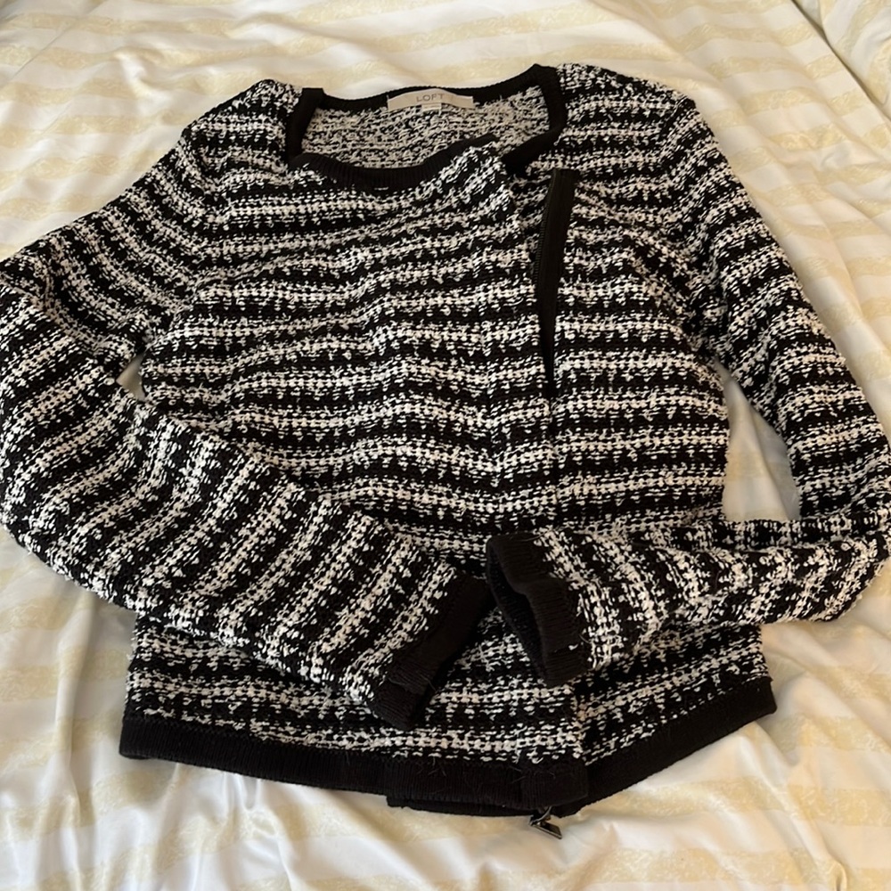 Black and white sweater jacket